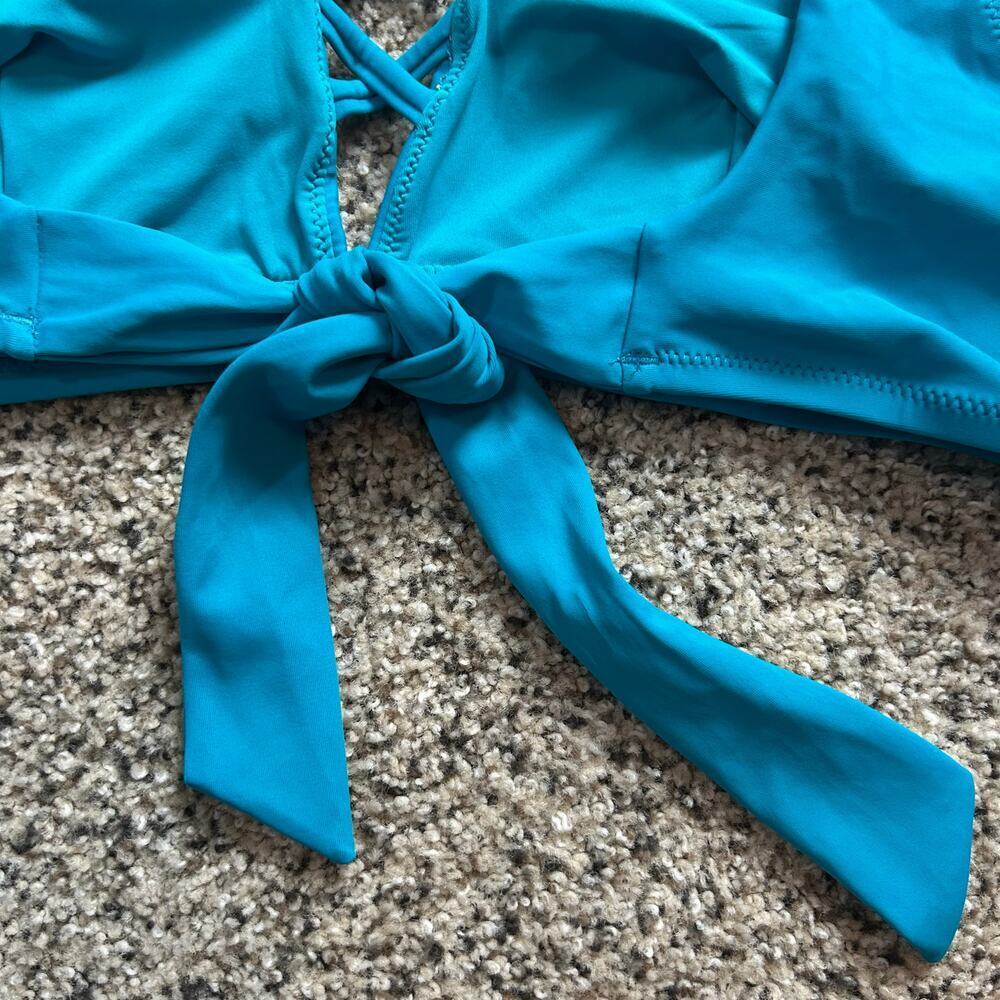 Cupshe Bikini Top Size 1X Teal Blue Tie Back NWT - Picture 7 of 7